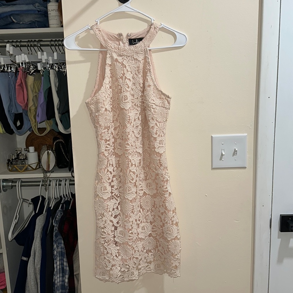 Lulus Blush High Neck Dress - Picture 1 of 3